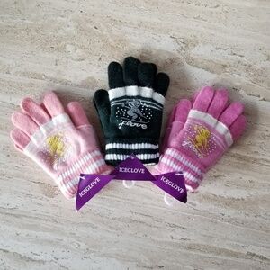 Set of 3 New Multicolor Double Layered 2 in 1 Wool Blend Gloves